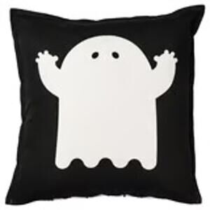 KUSTFYR Ghost Flip Cover: Reversible Spooky Chic Cotton Cushion 20x20